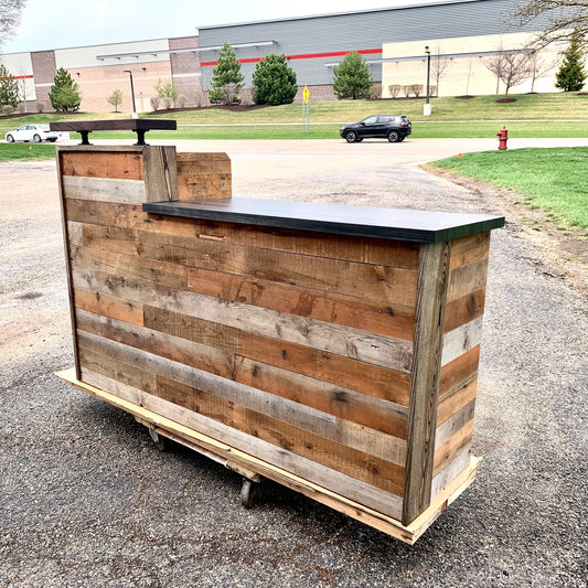 Reclaimed Wood Reception Desk with Office Desk Countertop Office Desk Welcome Center Help Desk Slab Counter